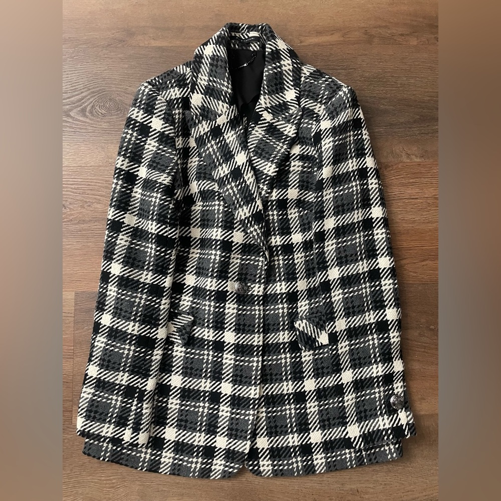 Elie Tahari Black & White Bouclé Wool Blend Blazer Size SP - Picture 4 of 11